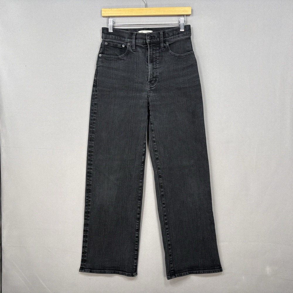 Madewell The Perfect Vintage Wide-Leg Ankle Jeans 27 Medium Wash Black Denim
